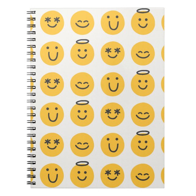 Cuaderno Patrón de Emoji feliz dibujado a mano (Frente)