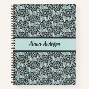 Cuaderno Patrón de encaje negro personalizado