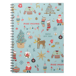 Cuaderno Patrón de envolvimiento de Navidades de árbol frit