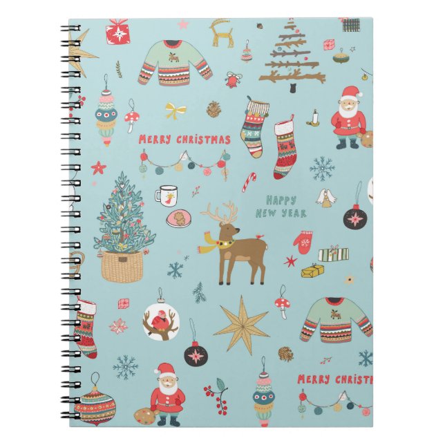 Cuaderno Patrón de envolvimiento de Navidades de árbol frit (Frente)