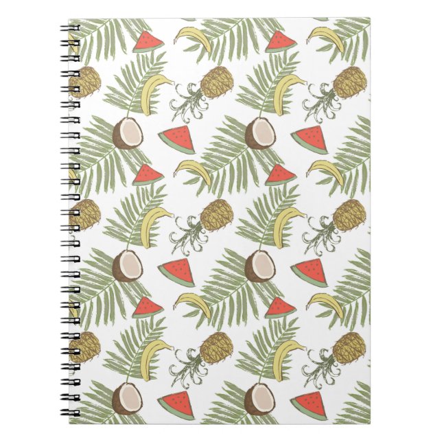 Cuaderno Patrón de esbozo de fruta tropical (Frente)