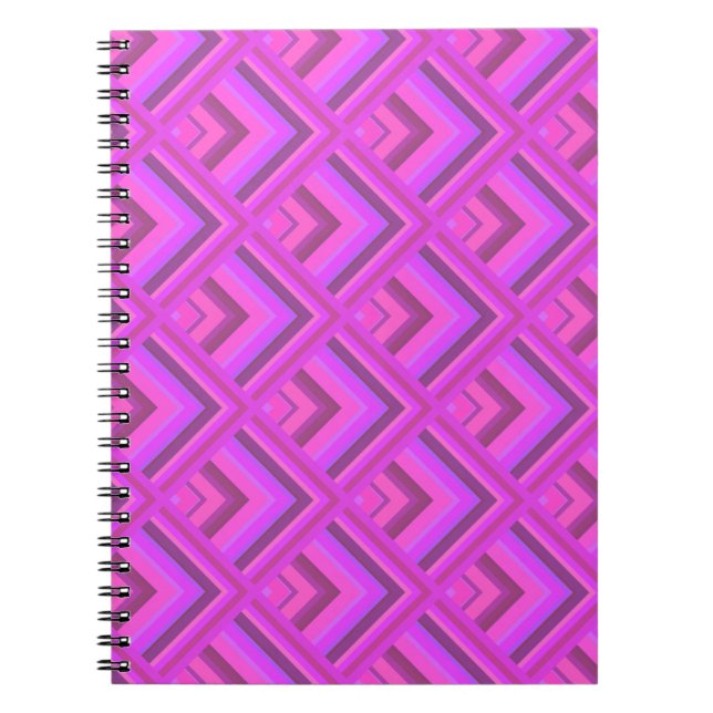 Cuaderno Patrón de escala de rayas rosas (Frente)