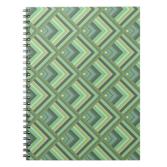 Cuaderno Patrón de escala de rayas verdes olivares (Frente)