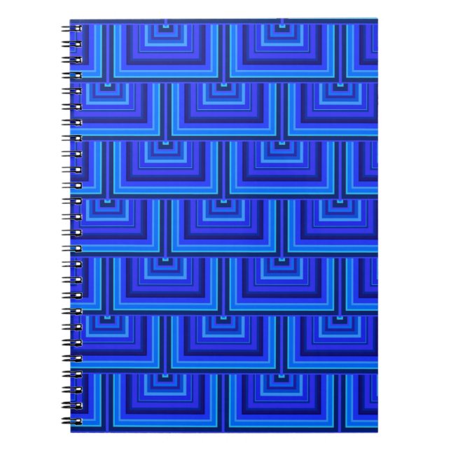Cuaderno Patrón de escalas cuadradas de franjas azules (Frente)