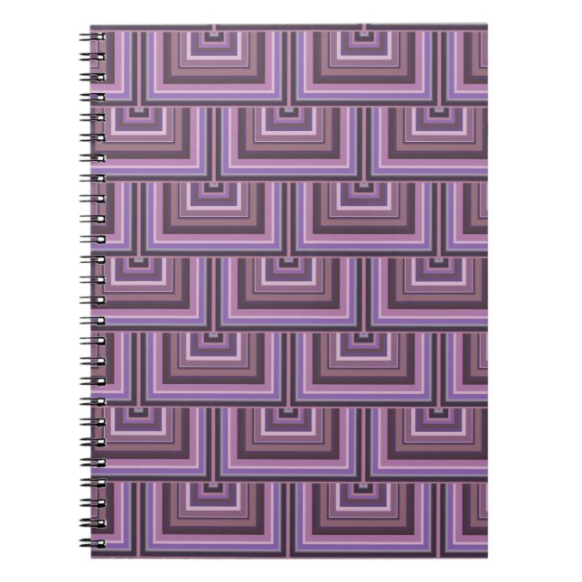 Cuaderno Patrón de escalas cuadradas de rayas malvas (Frente)