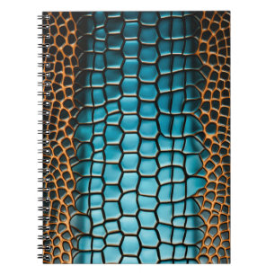 Cuaderno Patrón de escama de reptil negro y dorado turquesa