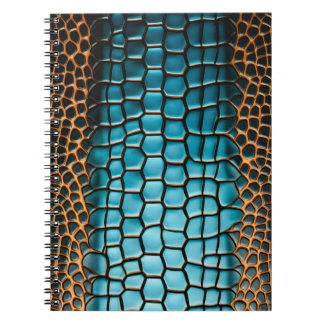 Cuaderno Patrón de escama de reptil negro y dorado turquesa