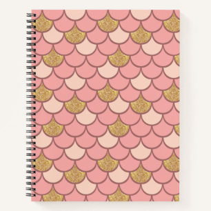 Cuaderno Patrón de escamas de pez en oro rosa con efecto br