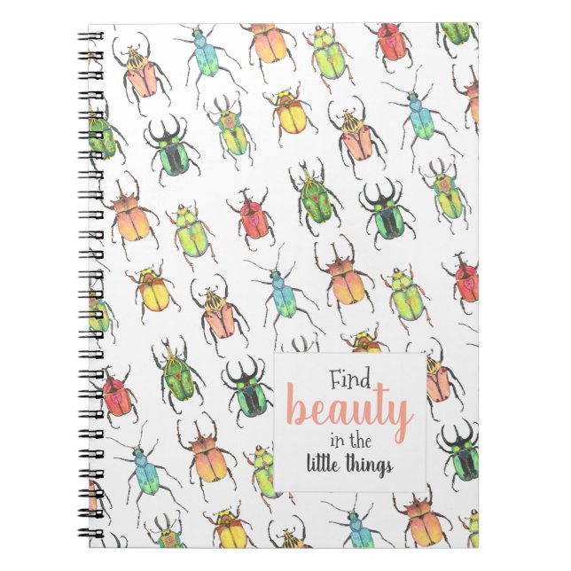 Cuaderno Patrón de escarabajo Lovebug con cita (Frente)