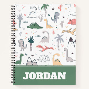 Cuaderno Patrón de escena de Dinosaurio Divertido Pastel