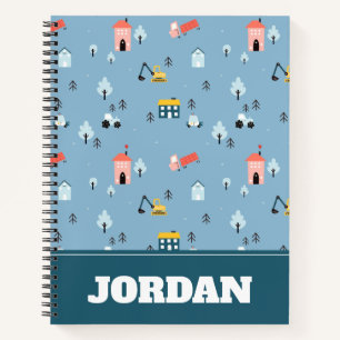 Cuaderno Patrón de escena de pueblo de Doodle Cute