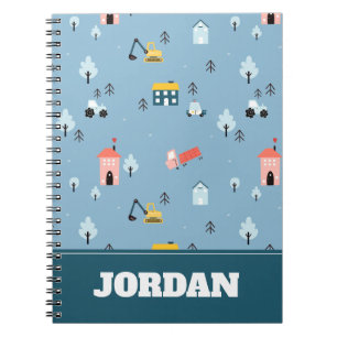 Cuaderno Patrón de escena de pueblo de Doodle Cute