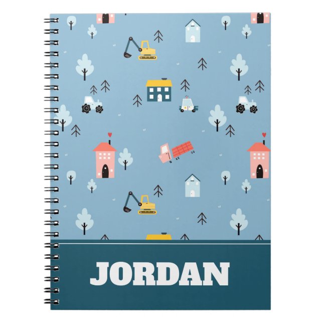 Cuaderno Patrón de escena de pueblo de Doodle Cute (Frente)