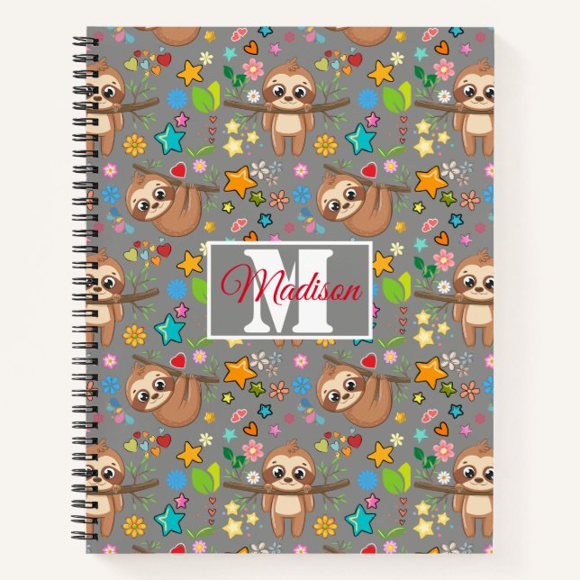 Cuaderno Patrón de eslora de corte floral | Monogramado mod (Anverso)