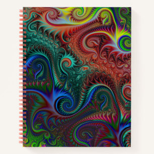 Cuaderno Patrón de espirales coloridas abstractas
