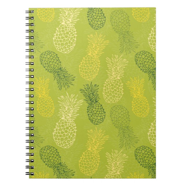 Cuaderno Patrón de esquema de piña en verde (Frente)