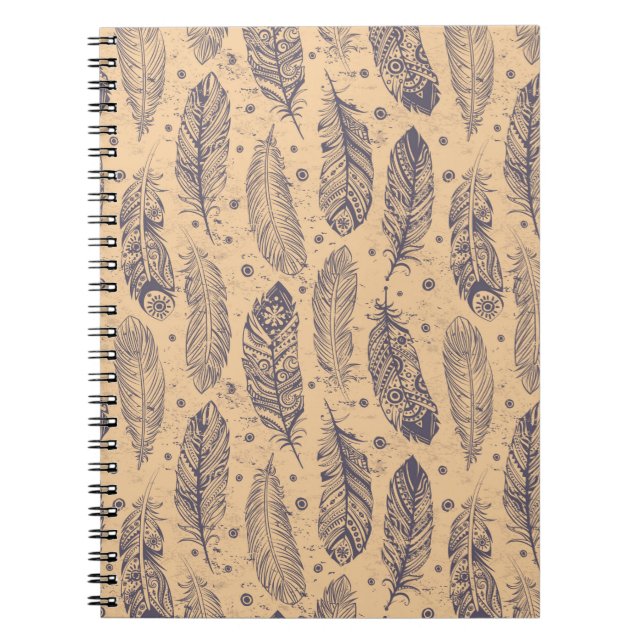 Cuaderno Patrón de esquema de plumas étnicas (Frente)