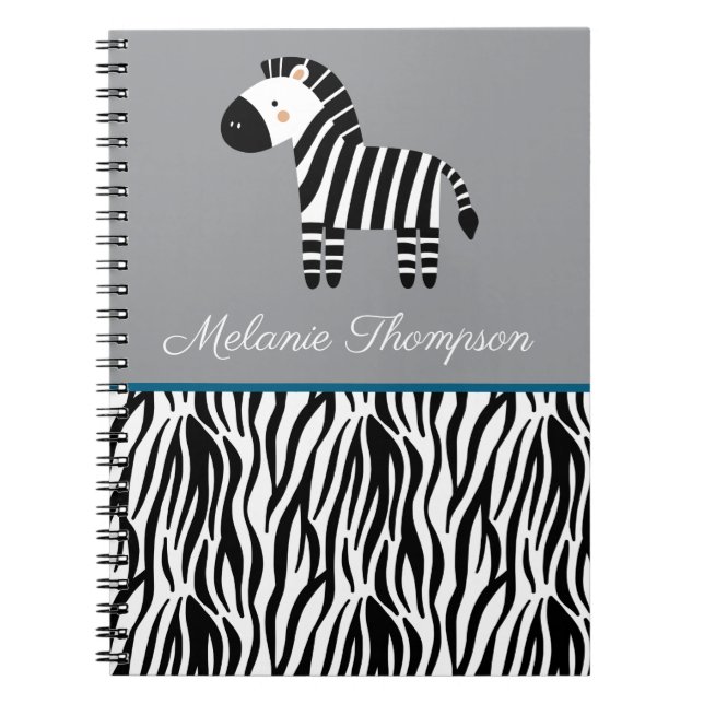 Cuaderno Patrón de estampado de cebra con nombre personaliz (Frente)