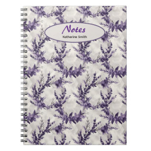 Cuaderno Patrón de estilo de color de la flor de lavanda rú