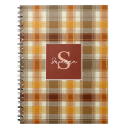 Cuaderno Patrón de estilo gingham con monograma personaliza