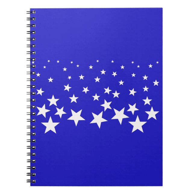 Cuaderno Patrón de estrella blanca sobre fondo azul (Frente)