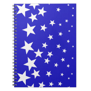 Cuaderno Patrón de estrella blanca sobre fondo azul