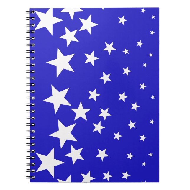 Cuaderno Patrón de estrella blanca sobre fondo azul (Frente)