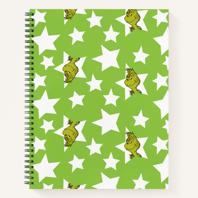 Cuaderno Patrón de estrella de Grinch asomándose (Anverso)