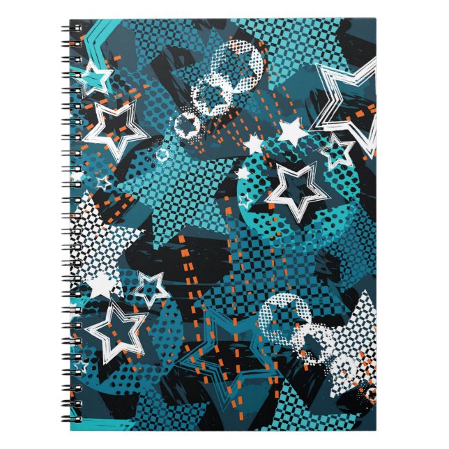 Cuaderno Patrón de estrella de Grunge, diseño infantil jugu (Frente)