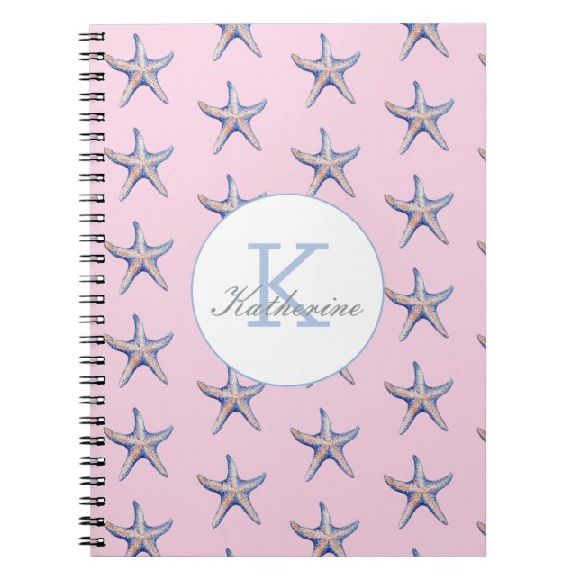 Cuaderno Patrón de Estrella de Mar Playa Marina Nombre Pers (Frente)