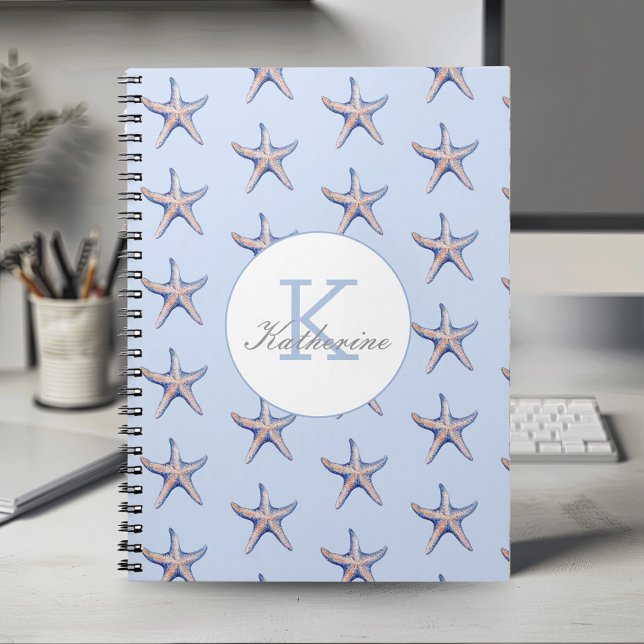 Cuaderno Patrón de Estrella de Mar Playa Marina Nombre Pers (Subido por el creador)