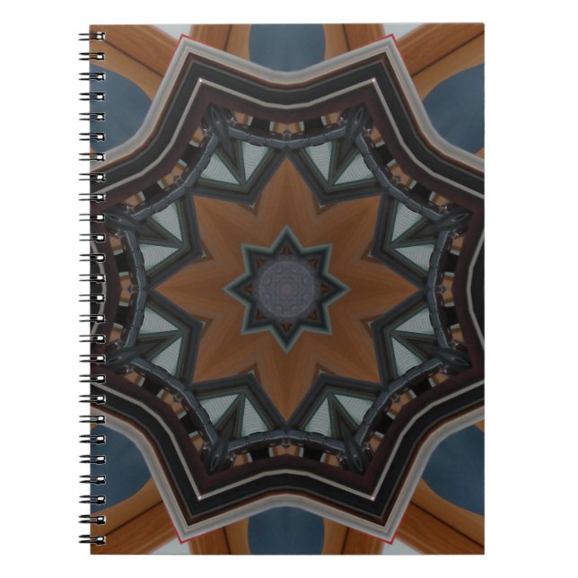 Cuaderno patrón de estrella marrón caleidoscopio... (Frente)