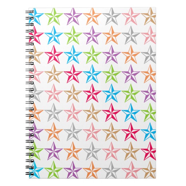 Cuaderno Patrón de estrellas coloridas (Frente)