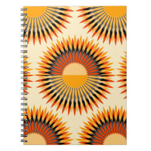 Cuaderno Patrón de estrellas de flores de marfil naranja