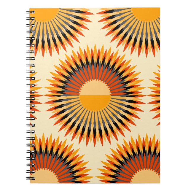 Cuaderno Patrón de estrellas de flores de marfil naranja (Frente)