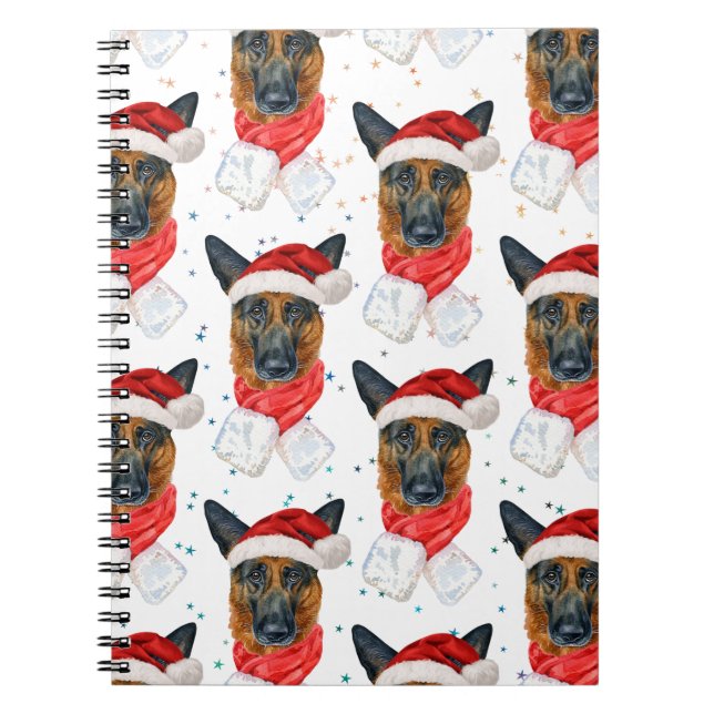 Cuaderno Patrón de estrellas de Navidad de perro de raza Pa (Frente)