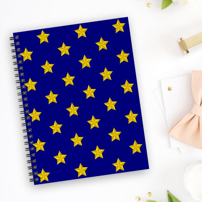 Cuaderno Patrón de estrellas de oro, azul marino, exclusivo (Subido por el creador)