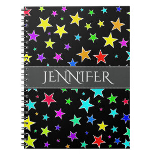 Cuaderno Patrón de estrellas divertidas y coloridas + nomb