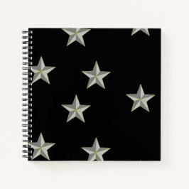 Cuaderno Patrón de estrellas grises en negro
