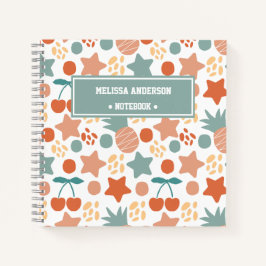 Cuaderno Patrón de estrellas y frutas tropicales para niños