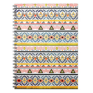 Cuaderno Patrón de etno tribal grunge en estilo retro