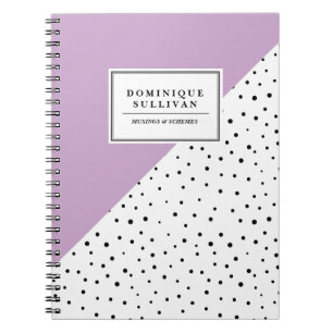 Cuaderno Patrón de extracto de lino de puntos de polka negr