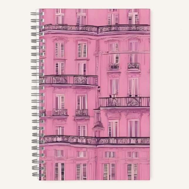 Cuaderno Patrón de Fachada de Apartamento Parisino Rosa | E (Anverso)