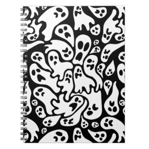 Cuaderno Patrón De Fantasma Blanco Y Negro