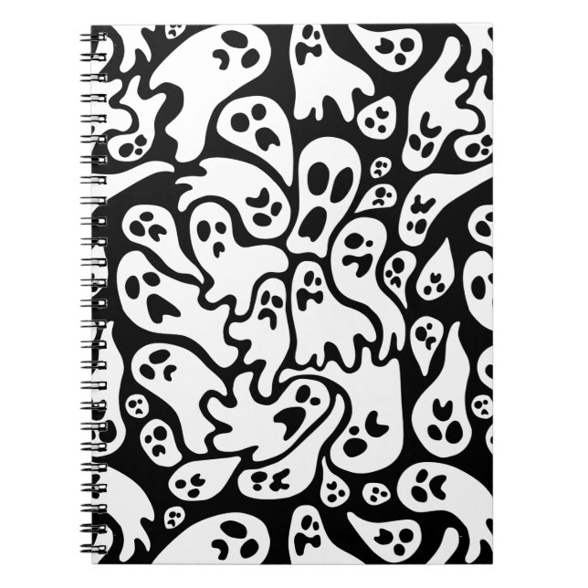 Cuaderno Patrón De Fantasma Blanco Y Negro (Frente)