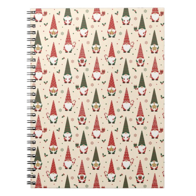 Cuaderno Patrón de fiesta de gnomos de Navidad (Frente)