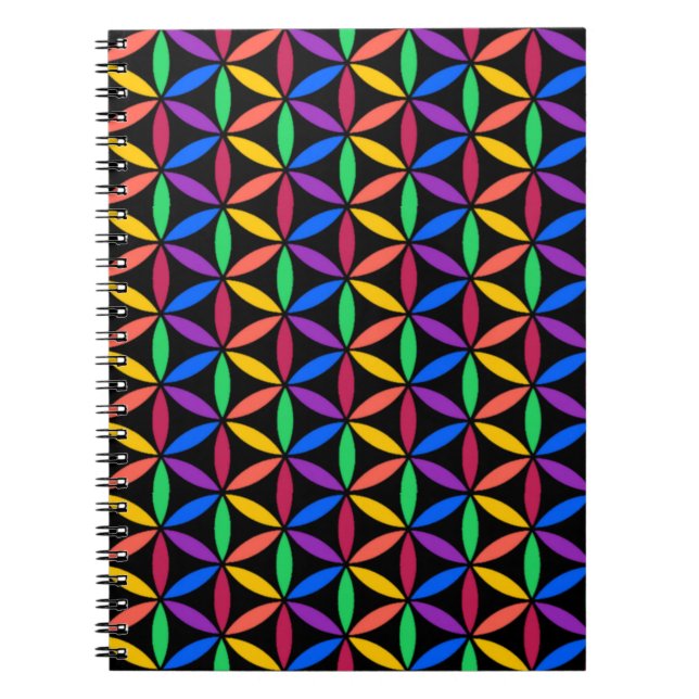 Cuaderno Patrón de flor arco iris (Frente)
