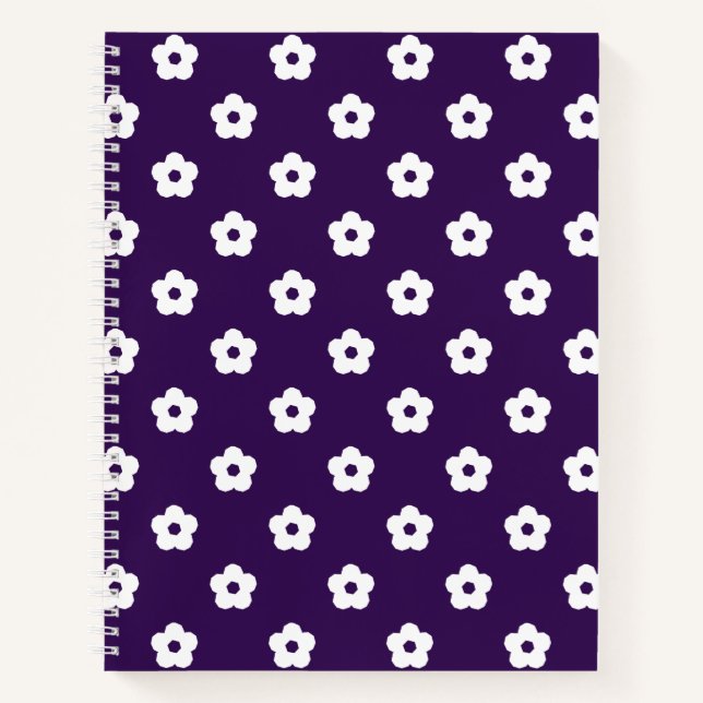 Cuaderno Patrón de flor blanco (Anverso)