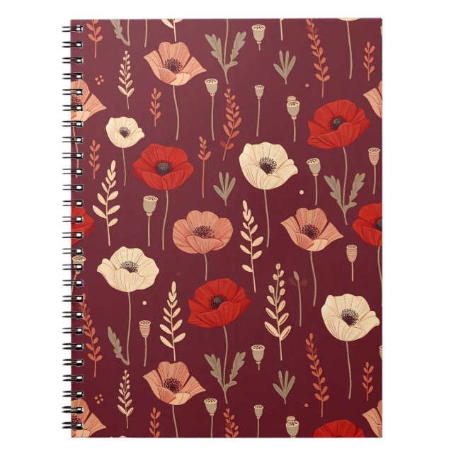 Cuaderno Patrón de flor de amapola (Frente)