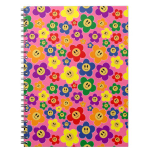 Cuaderno Patrón de Flor de Arcoíris LGBT Adorable-Rosa